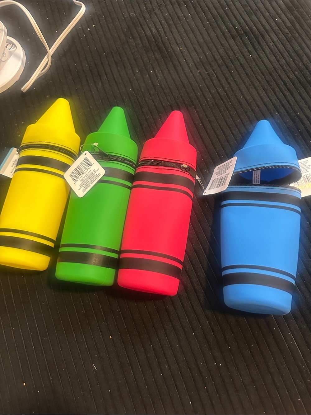 Colorful Crayon-Shaped Party Pouches - Yellow, Green, Pink, Blue